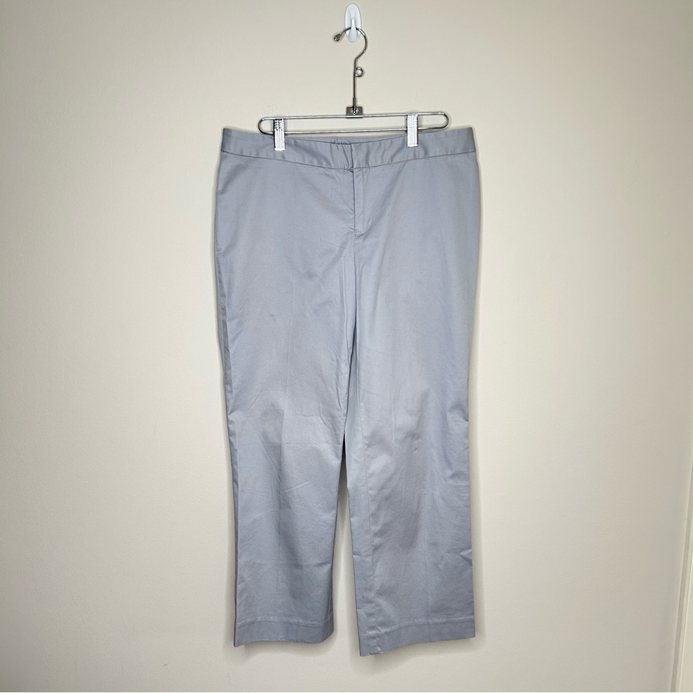 NWT Banana Republic 100% Cotton Straight Leg Mid Rise Trousers Grey Size 8